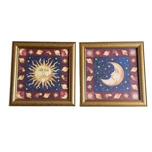 Vintage Mary Beth Zeitz Moon Sun Framed Prints Celestial Whimsigoth Astrology